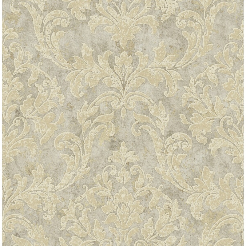 Seabrook Designs Elissa Acanthus Damask Unpasted Wallpaper