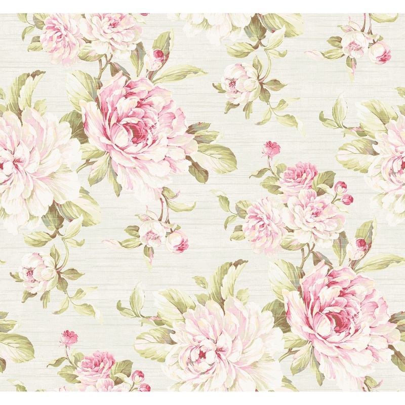 Seabrook Designs Mansel Large Peony Unpasted Wallpaper