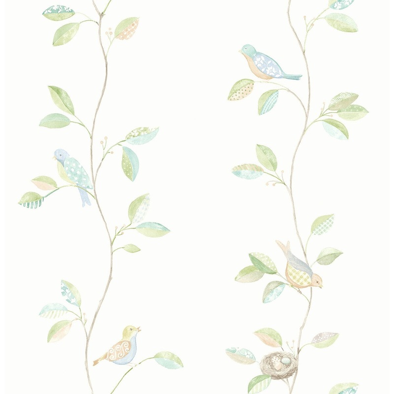 Seabrook Designs Watercolor Birds Unpasted Wallpaper