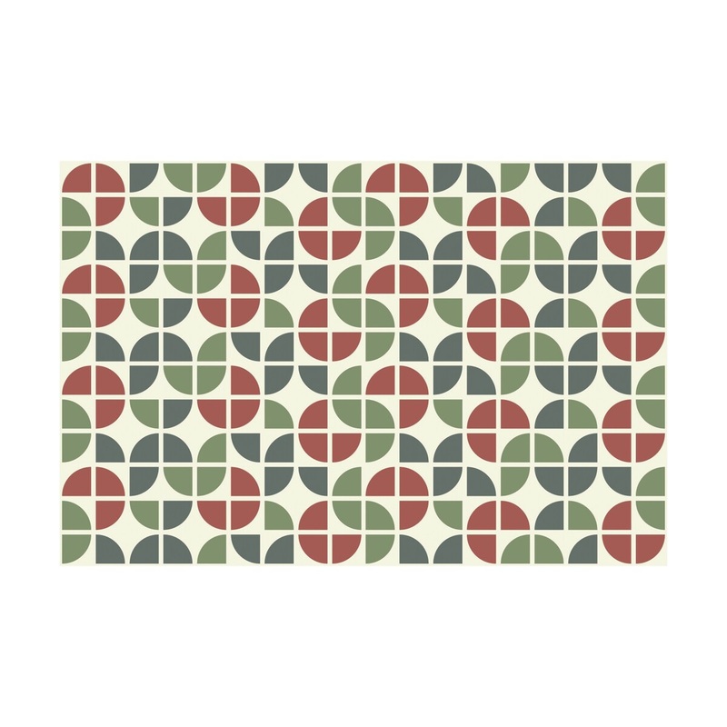 Walplus Tropical Green Red Clay Modern Azulejo Wall Tile Stickers Peel and Stick 24pcs