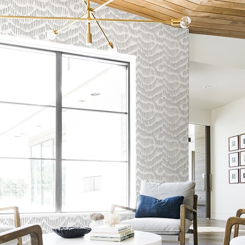 Wave - Geometric Line Drawing Pattern Removable Peel and Stick Canvas Texture Wallpaper