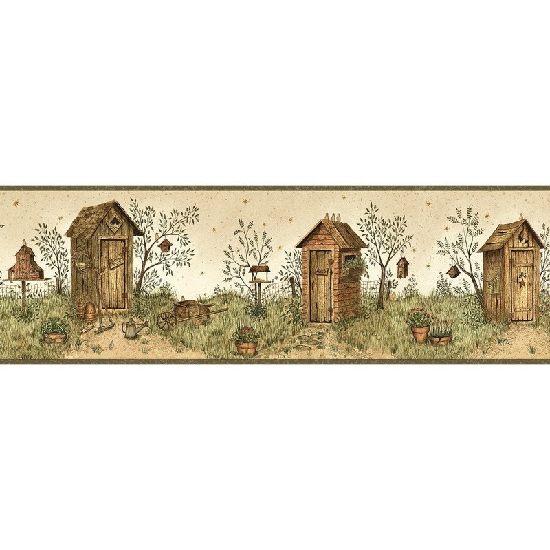 Americana William Twain Sand Garden Outhouse Portrait 33' L X 20.5 W Wallpaper Border