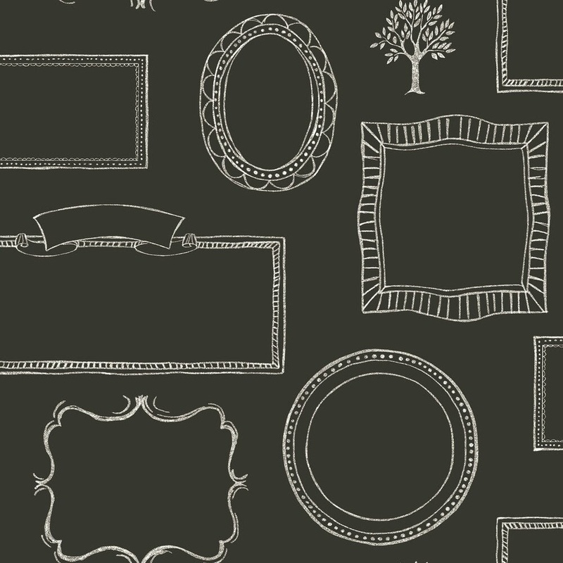 Chalkboard Frames Wallpaper , 20.5 in. x 33 ft. = 56 sq.ft, in Blacks