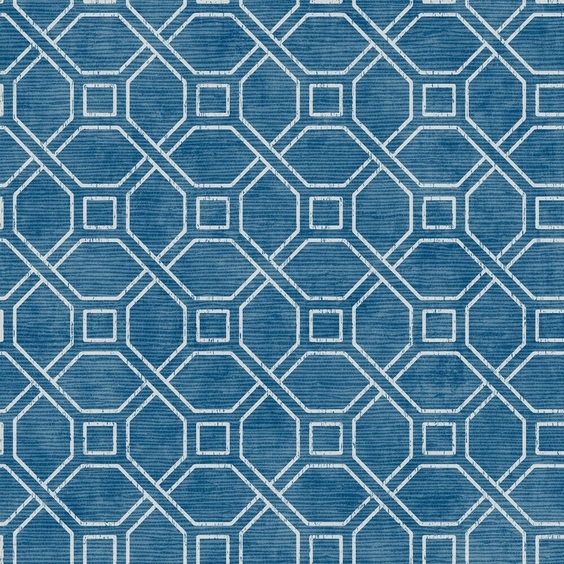 Coastal Trellis Wallpaper, 20.5 in. x 33 ft. = 56 sq.ft, in Blues