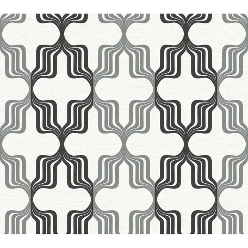 Earn Your Stripes Removable Wallpaper, 27 in. x 27 ft. = 60.75 sq.ft., in gray metallic/black/white
