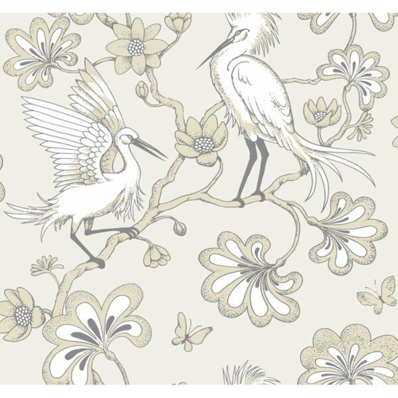 Egrets Wallpaper, 27 in. x 27 ft. = 60.75 sq.ft, in Beige