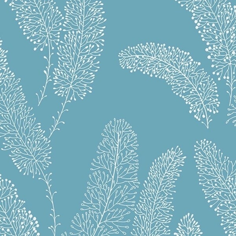 Erie 32.7 Ft. x 20.5 In. Vinyl Blue Contemporary Leaves Wallpaper Covering