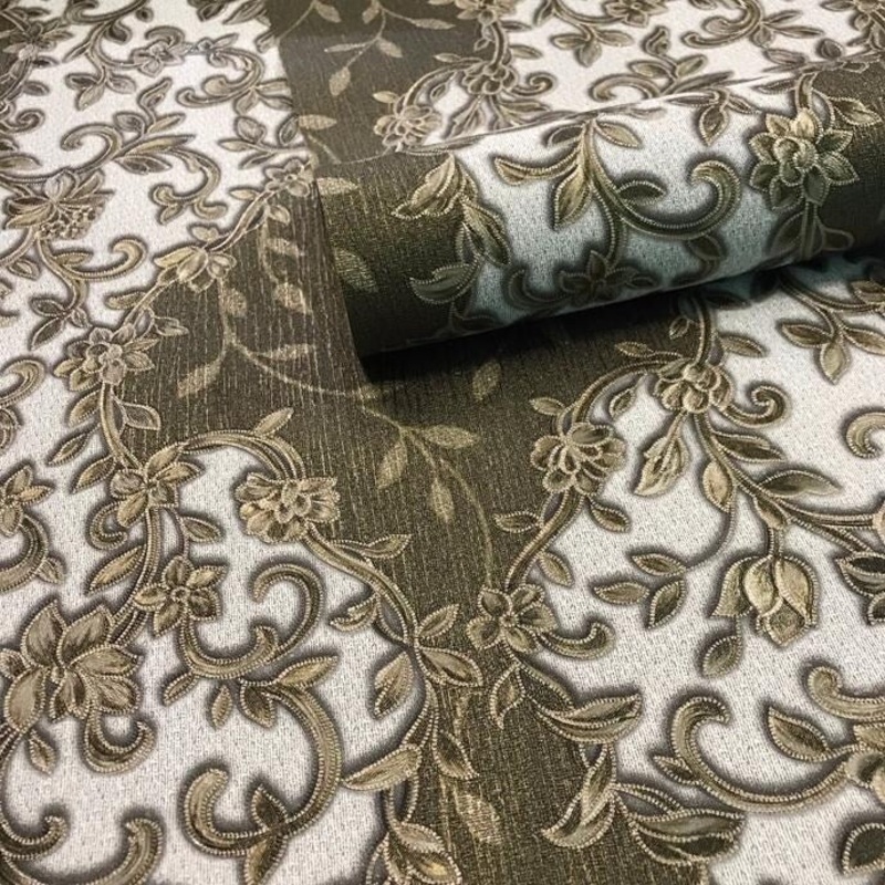 Floral Textured Damask Wallpaper rolls Ivory bronze metallic - 42 inc x 33 ft