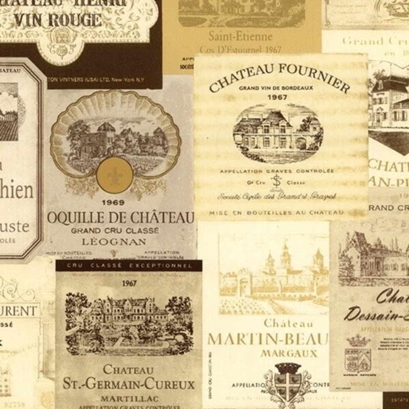 Galax 32.7 Ft. x 20.5 In. Vinyl Brown Wine Bottle Stamps Kitchen Wallpaper Covering