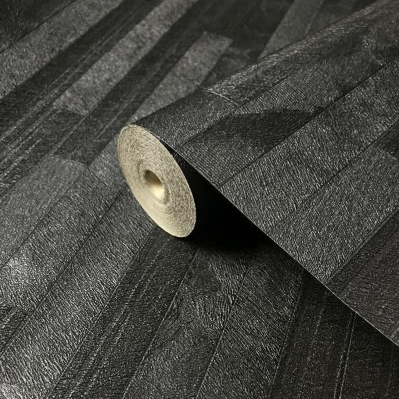 Wallpaper Charcoal Gray Black Tile Textured - 27 inc x 33 ft