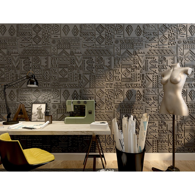 Ancient TribeArt Style PeelAndStick 3D Embossed Wall Panel, 28"x28"/pc