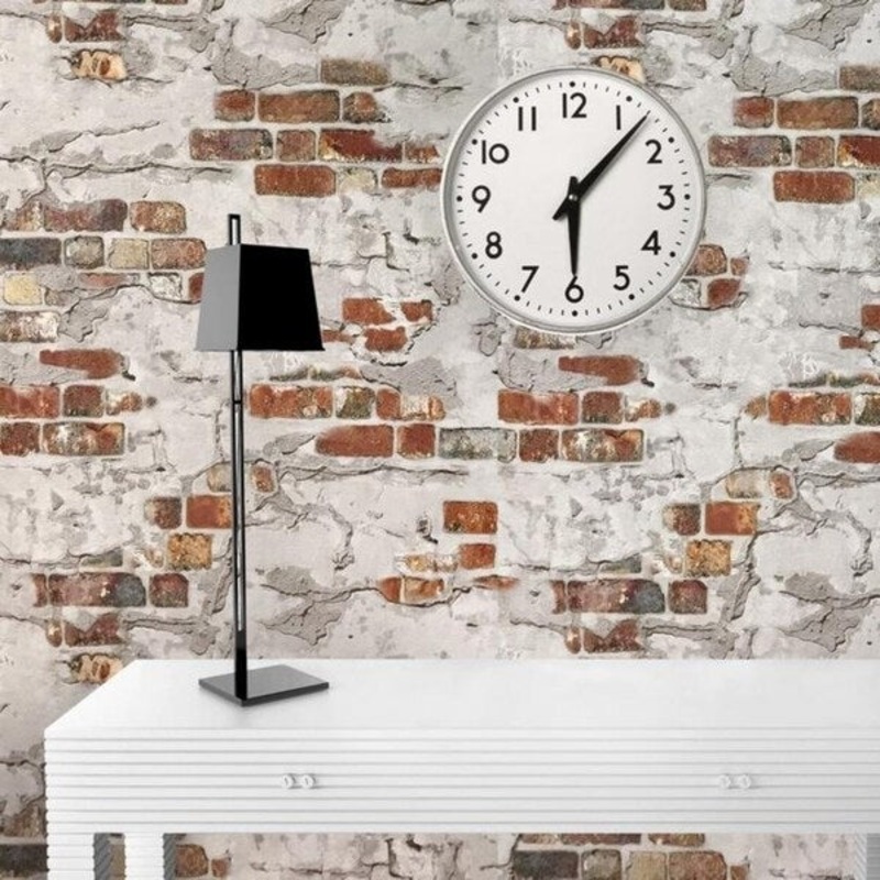 Brick loft Wallpaper Gray rustic Red concrete plaster Textured 3D