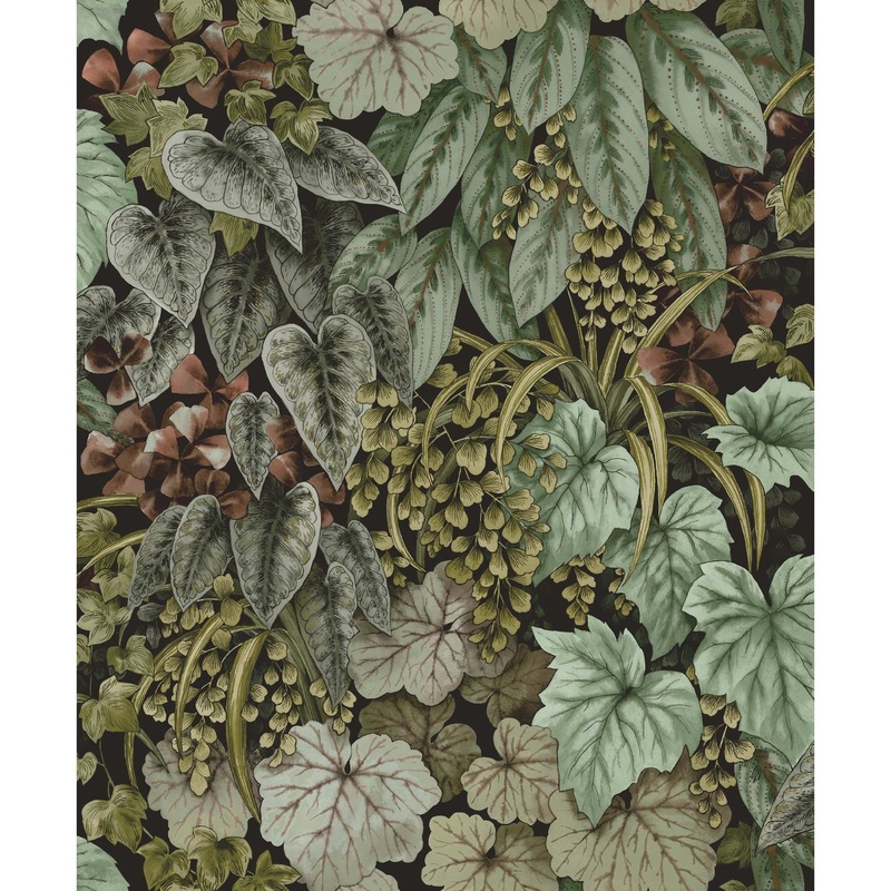 Cascading Leaf Unpasted Non-Woven Wallpaper  396in x 20.8in