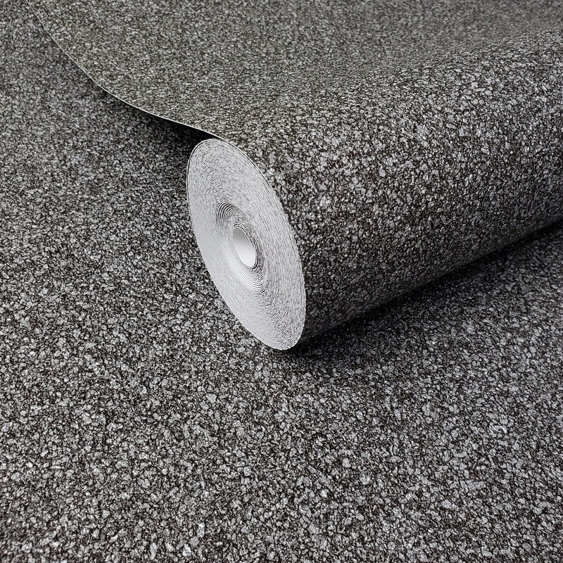 Charcoal Gray Black Faux Mica Vermiculite stone wallpaper
