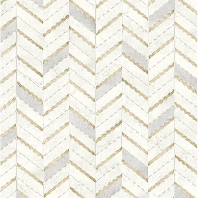 Seabrook Designs Chevron Faux Tile Prepasted Wallpaper - 20.5 in. W x 33 ft. L