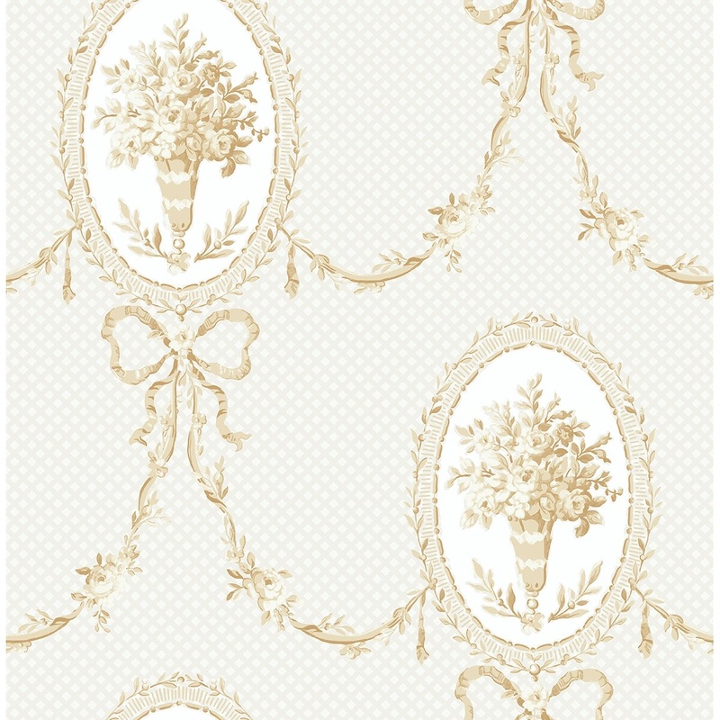 Seabrook Designs Framed Bouquet Unpasted Wallpaper
