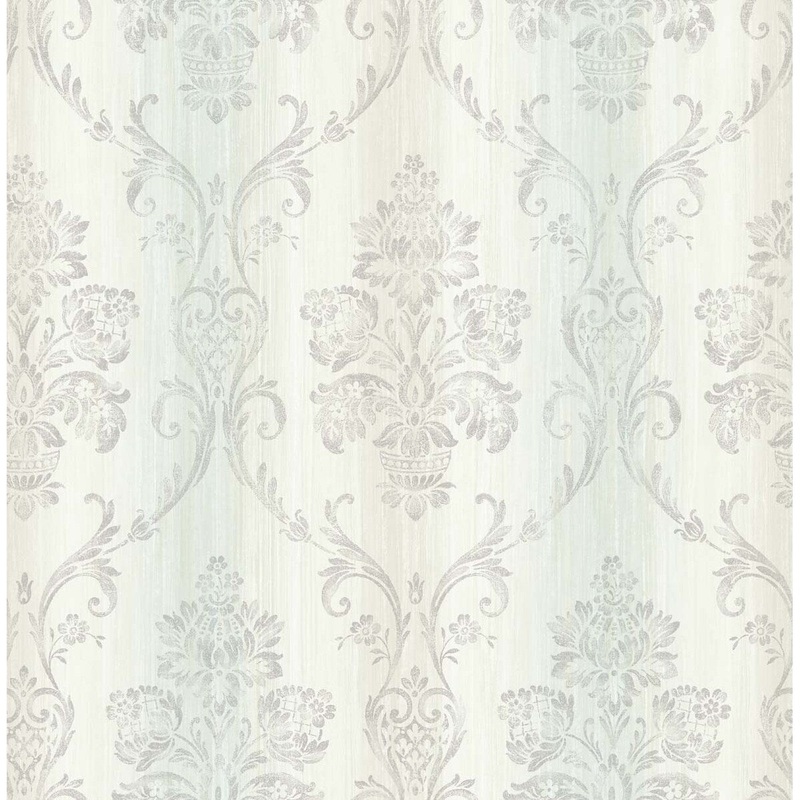 Seabrook Designs Leonor Damask Unpasted Wallpaper - 20.5 in. W x 33 ft. L bolt 56 sq. ft.