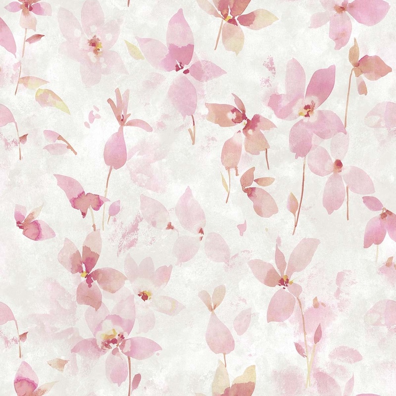Seabrook Designs Lila Watercolor Floral Unpasted Wallpaper