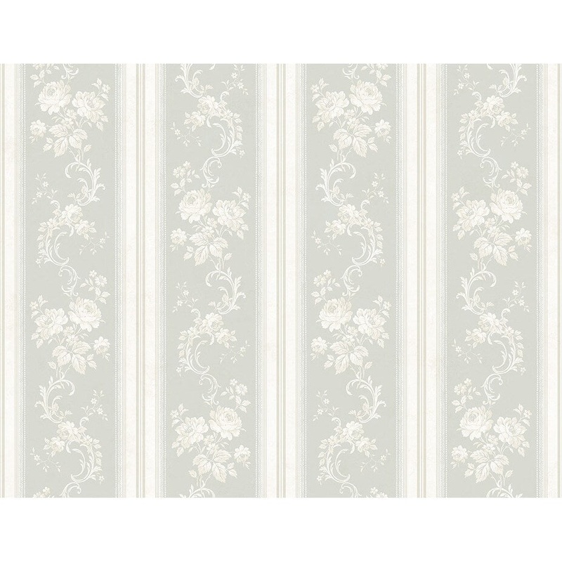 Seabrook Designs Olette Floral Stripe Unpasted Wallpaper