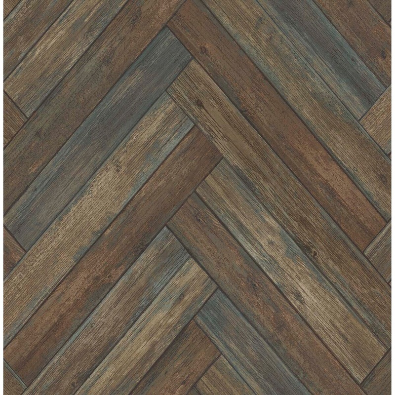 Seabrook Designs Stacked Chevron Faux Wood Unpasted Wallpaper