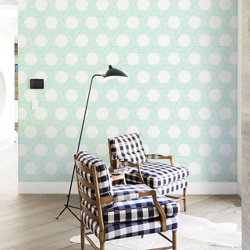 Stately - Elegant Hexagon Geometric Removable Peel and Stick Canvas Texture Wallpaper