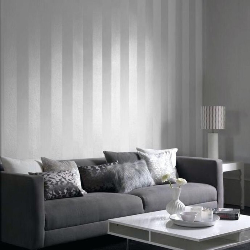 Striped Wallpaper white mat stria lines & Metallic stripes - 27 inc x 33 ft