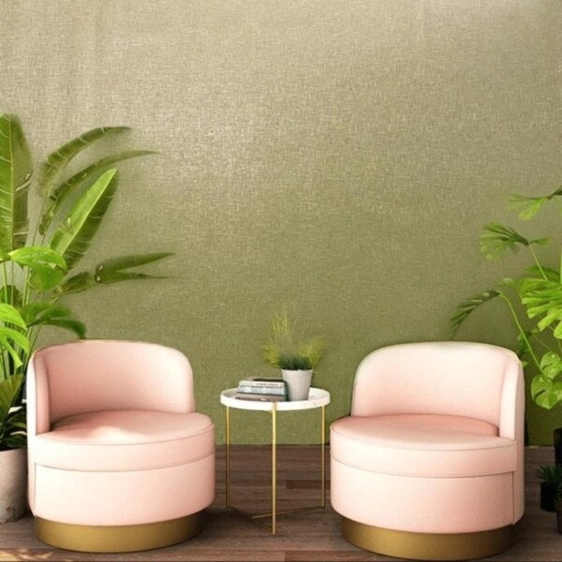Textured Wallpaper plain olive green Gold metallic modern