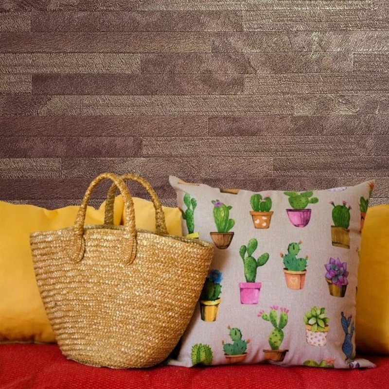 Wallpaper Bronze Metallic Tile Textured - 27 inc x 33 ft