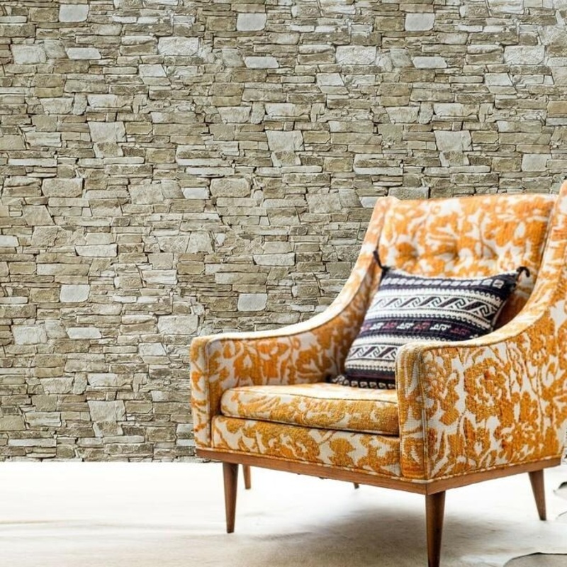 Wallpaper roll textured brown modern faux stone texture 3D - 21 inc x 33 ft
