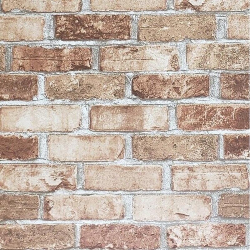 Wallpaper textured orange brown modern faux rustic brick 3D