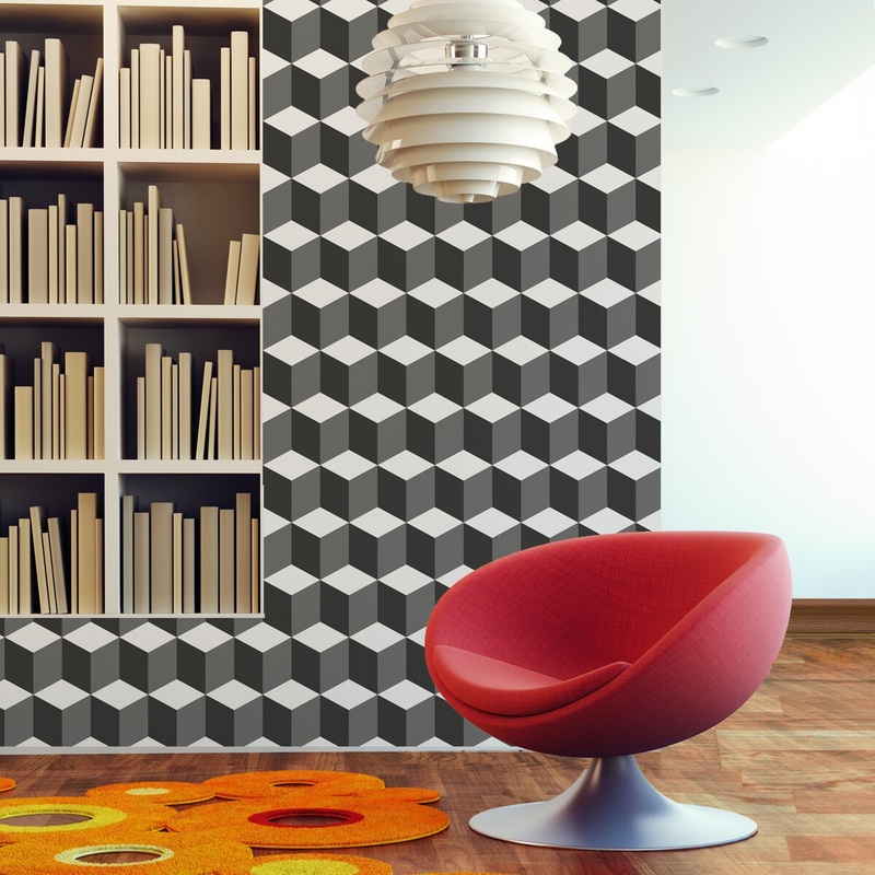 Walplus 3D Cubes Pattern Wall Sticker Peel and Stick Art Home Decor