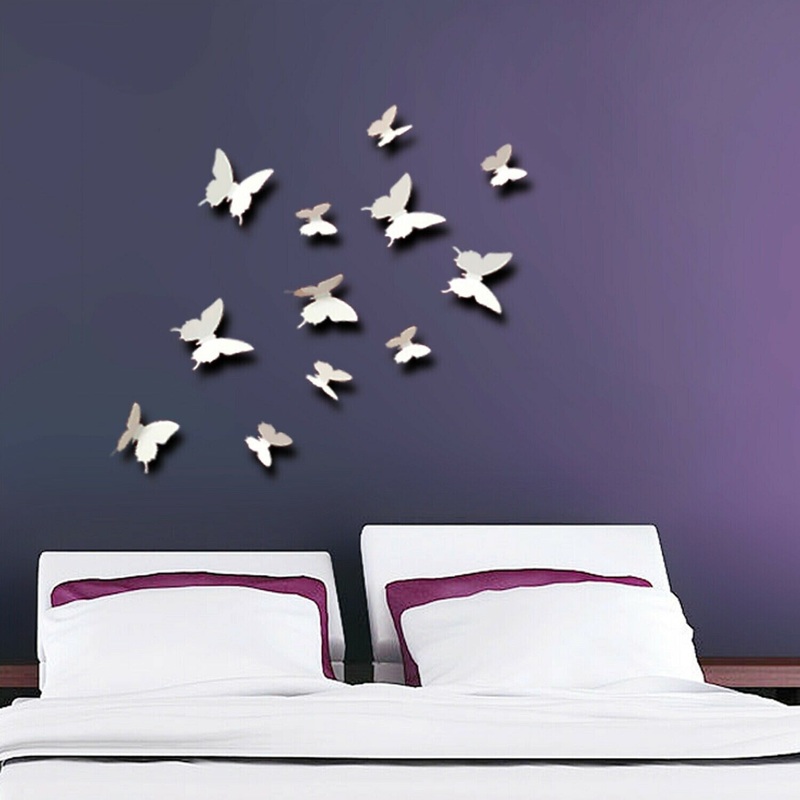 Walplus 3D White Butterflies Wall Sticker Wall Decoration DIY Art Room