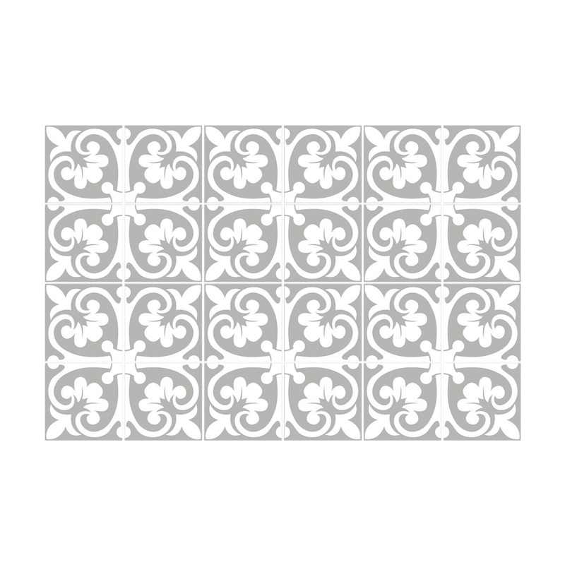 Walplus Abbie Monocromatic Light Grey Victorian Wall Tile Stickers Peel and Stick
