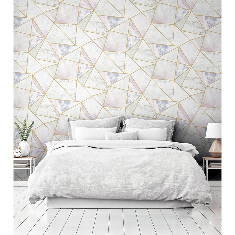 33.5 Sq. ft. Geometric Pink Fragments Peel & Stick Wallpaper