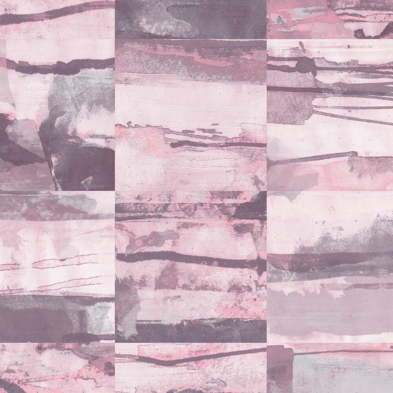 Aquarelle Tile Wallpaper in Pink, Purple & Greys