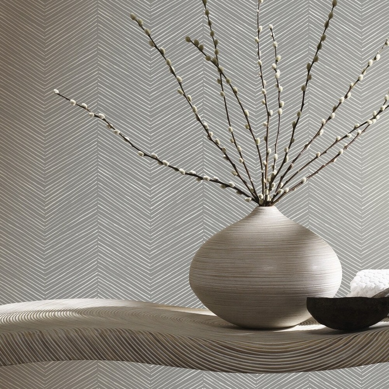 Arrow Chevron Weave Charcoal Non-Woven Wallpaper - 20.8 in. W x 33ft L - Double Roll