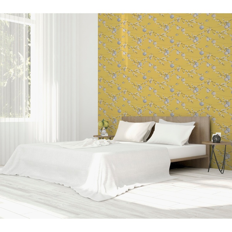 Arthouse Chinese Garden Yellow Wallpaper
