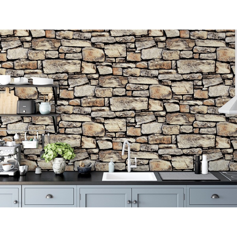 Arthouse Cornish Stone Brown Wallaper