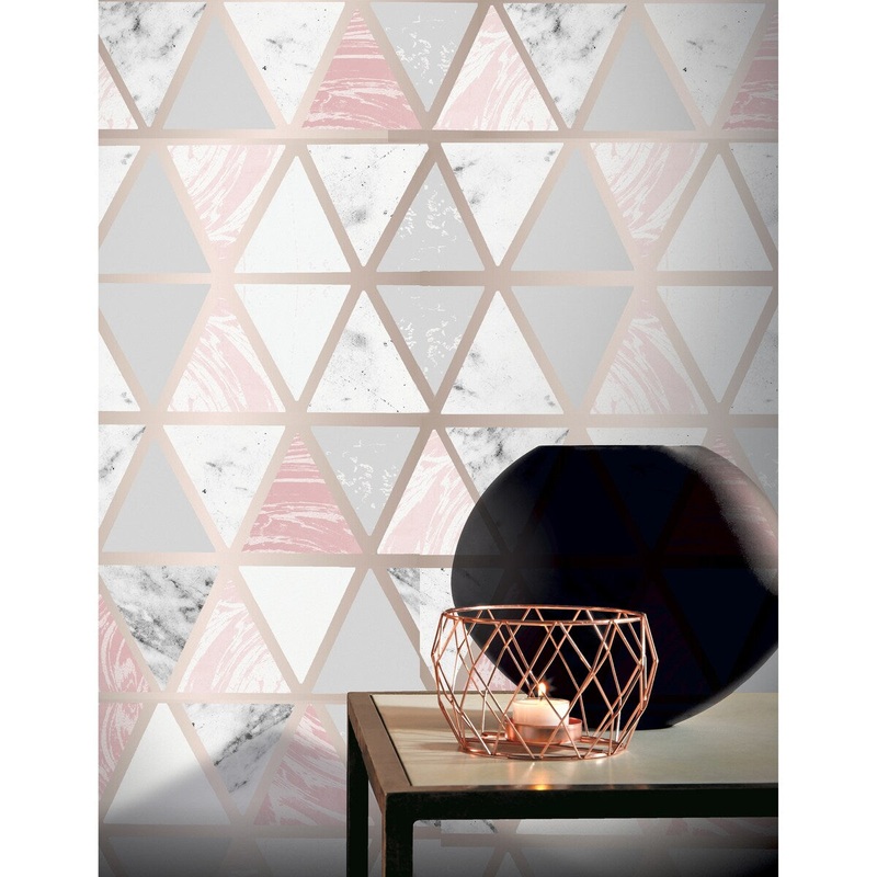 Arthouse Marble Geo Pink Multi Wallaper