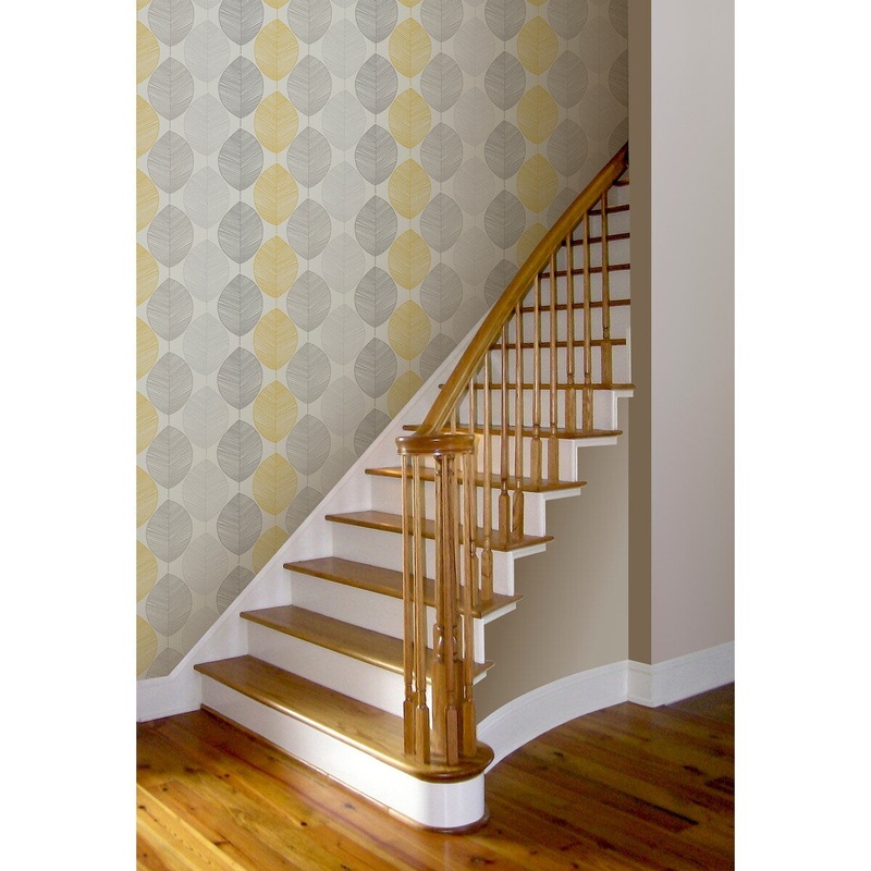 Arthouse Scandi Leaf Yellow Wallpaper