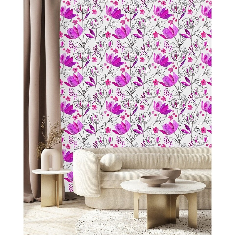 Brightly Pink Flowers Wallpaper