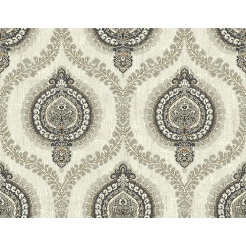 Seabrook Designs Caspien Framed Ogee Unpasted Wallpaper