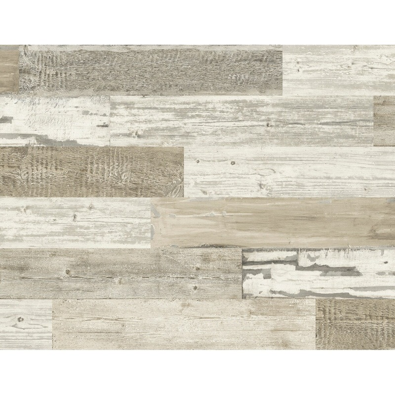 Seabrook Designs Distressed Faux Wood Tile Unpasted Wallpaper