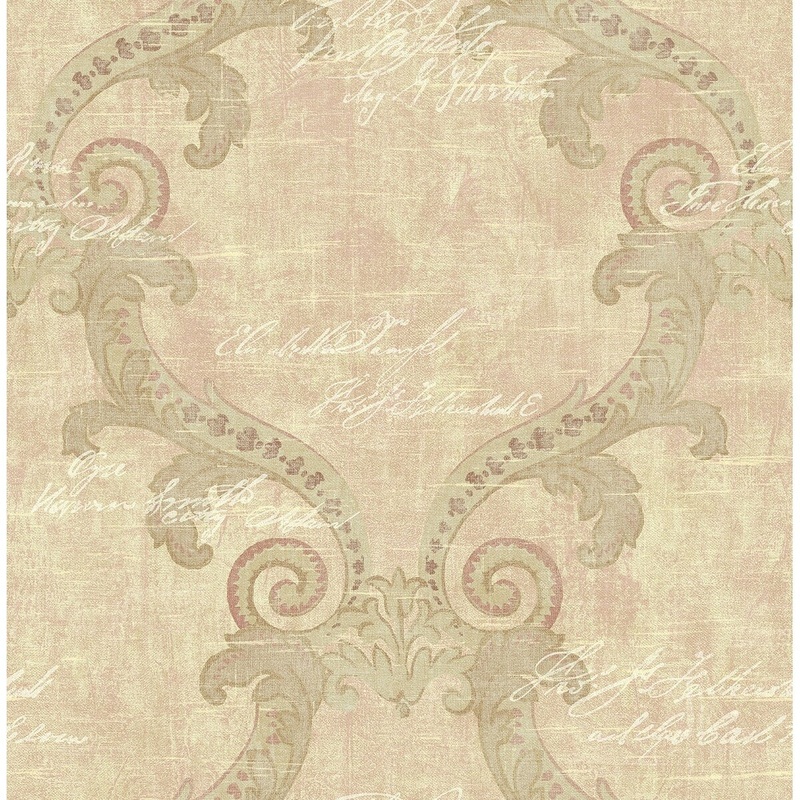 Seabrook Designs Elbert Framed Calligraphy Unpasted Wallpaper
