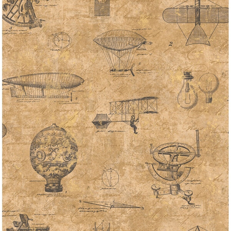Seabrook Designs Magellan Drawings Unpasted Wallpaper