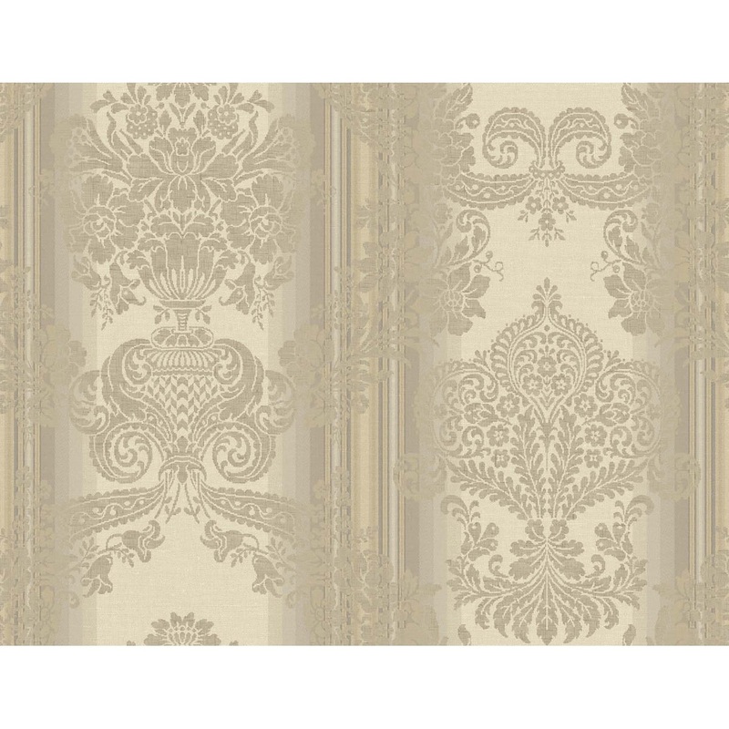 Seabrook Designs Pinnok Striped Damask Unpasted Wallpaper