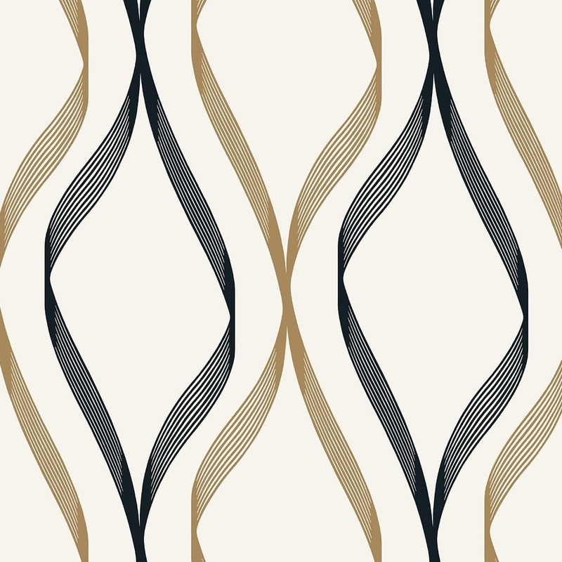 Seabrook Designs Wave Ogee Non-Woven Unpasted Wallpaper