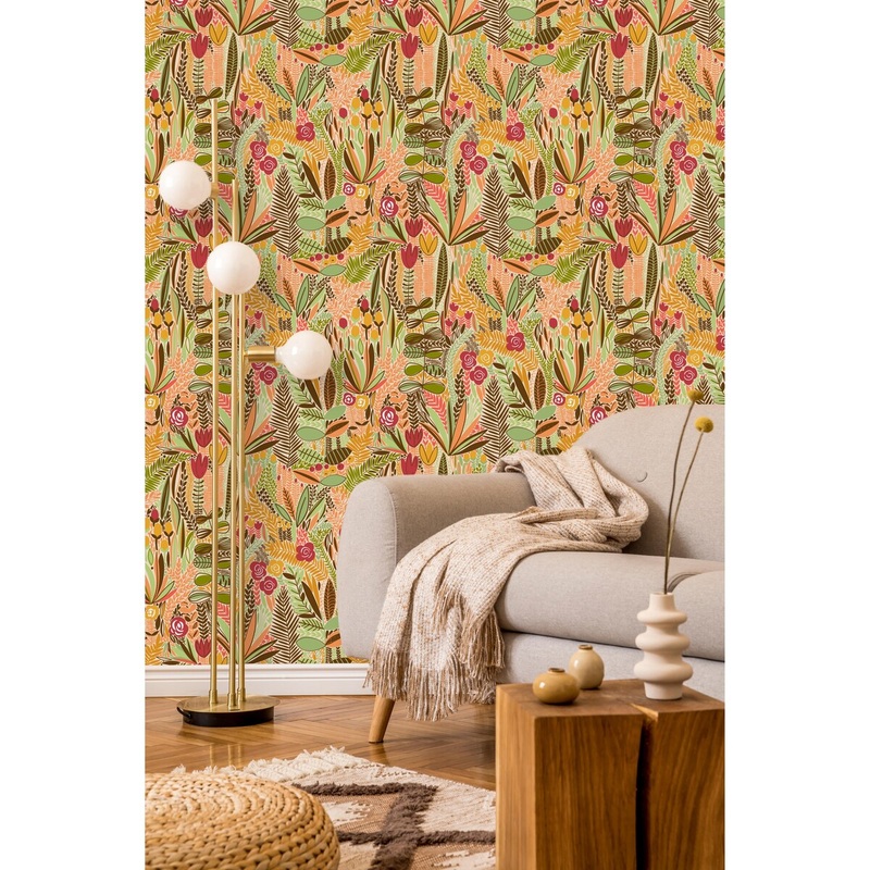 Vintage Orange Botanical Wallpaper