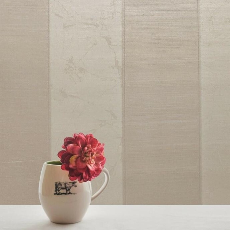 Wallpaper beige cream Metallic Textured Striped Modern Stripes - 27 inc x 33 ft