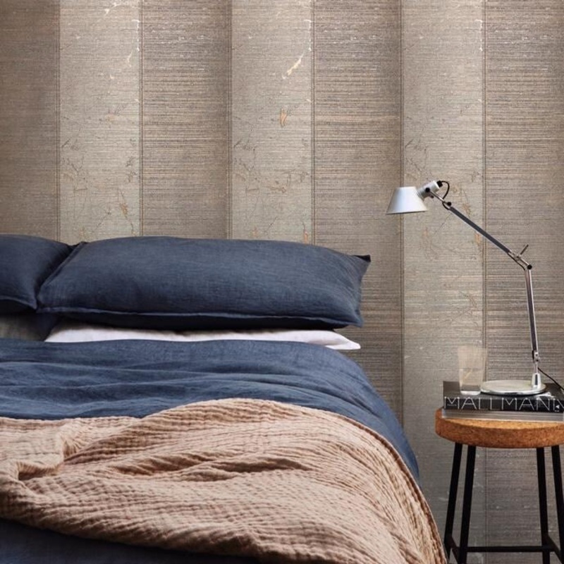 Wallpaper Copper Bronze Metallic Textured Striped Modern stripes - 27 inc x 33 ft